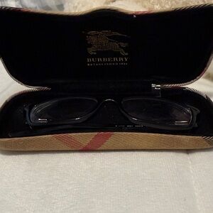 Burberry Black Eyeglasses with Plaid Case